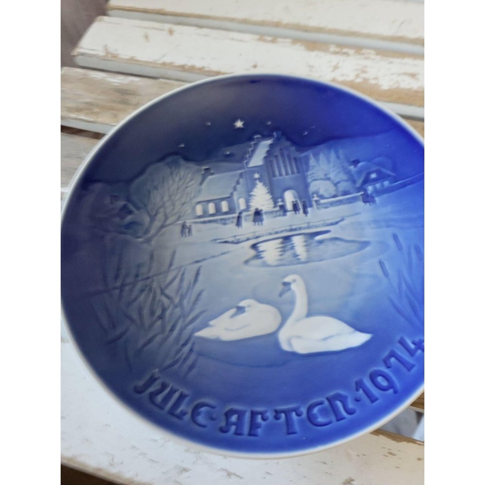 B&g Christmas in the village swan Denmark plate bl‎
